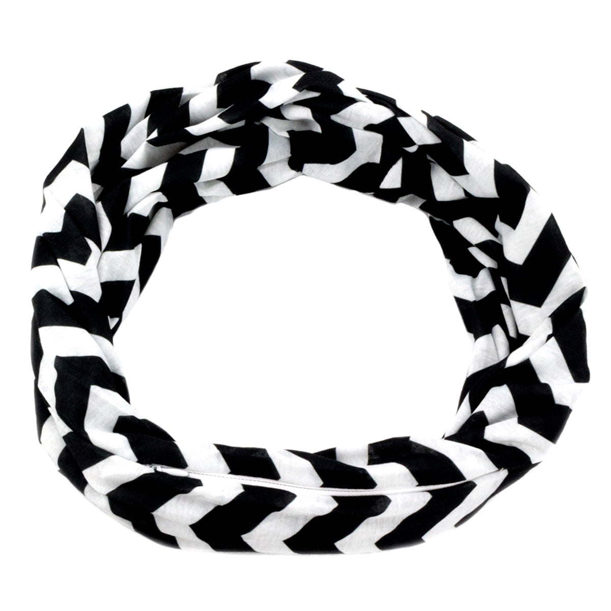 Women's Chevron Print Infinity Scarf with Zipper Pocket, Chevron Scarf Design, Infinity Scarves - Pop Fashion