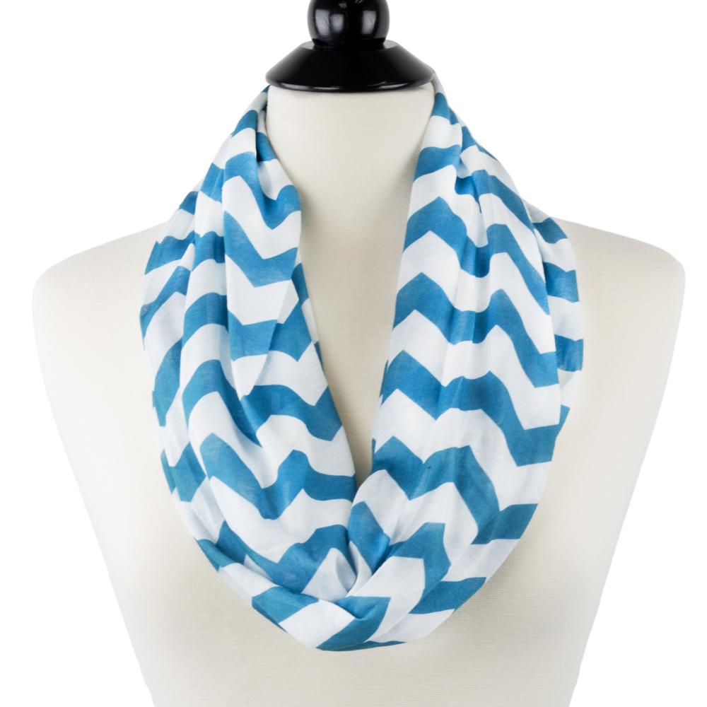 Women's Chevron Print Infinity Scarf with Zipper Pocket, Chevron Scarf Design, Infinity Scarves - Pop Fashion