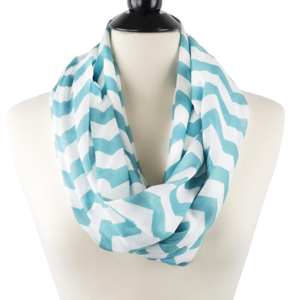 Women's Chevron Print Infinity Scarf with Zipper Pocket, Chevron Scarf Design, Infinity Scarves - Pop Fashion