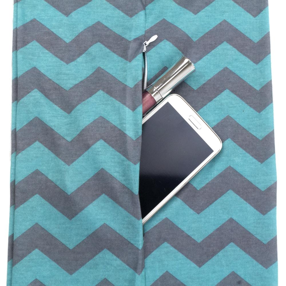 Women's Chevron Print Infinity Scarf with Zipper Pocket, Chevron Scarf Design, Infinity Scarves - Pop Fashion
