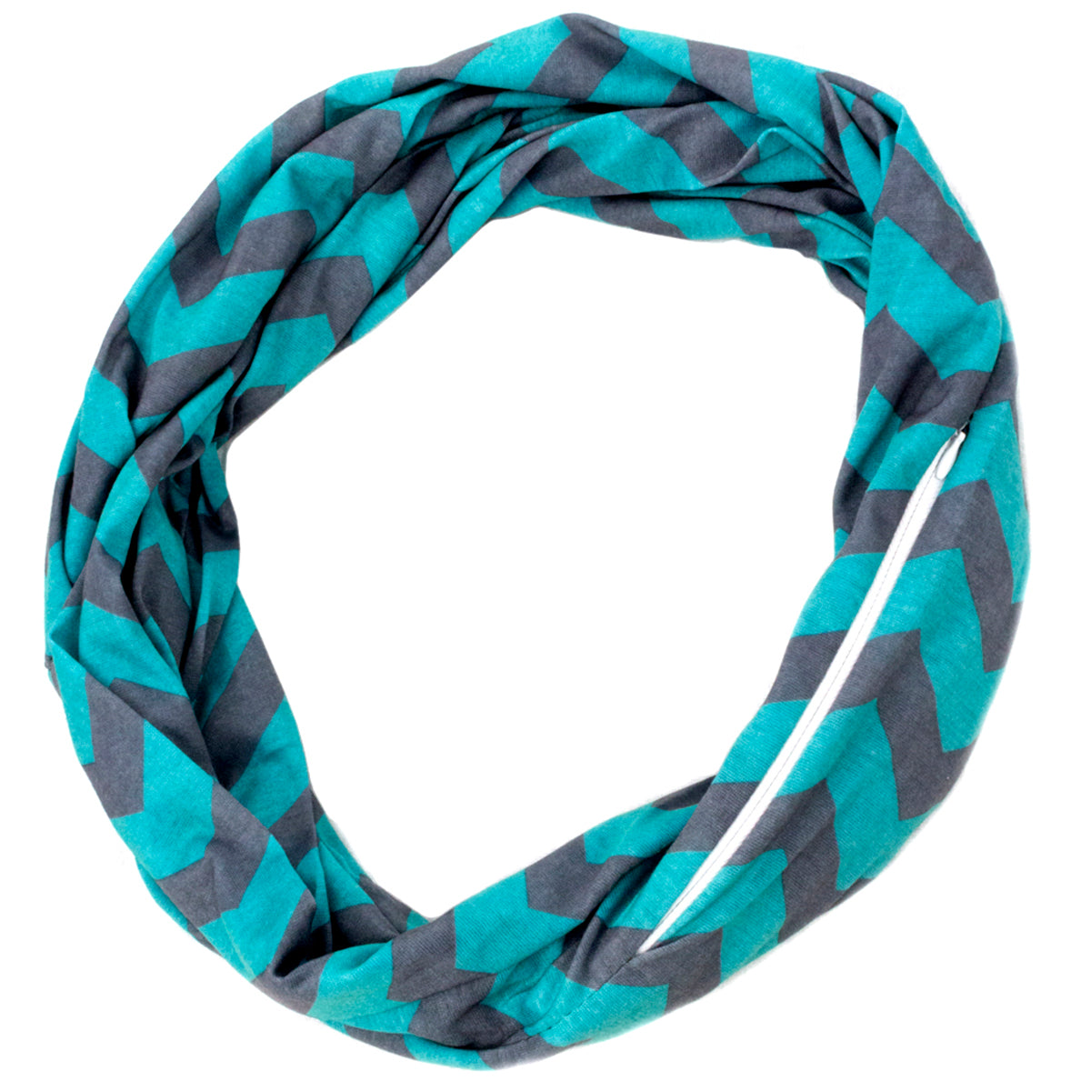 Women's Chevron Print Infinity Scarf with Zipper Pocket, Chevron Scarf Design, Infinity Scarves - Pop Fashion