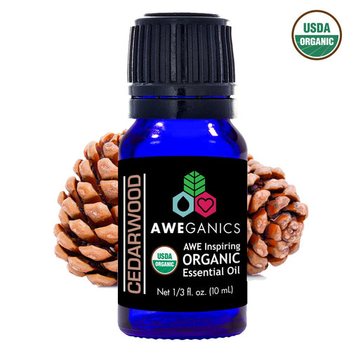 Cedarwood Essential Oil, 10 ml, USDA Organic, 100% Pure&Natural Therapeutic Grade - Aweganics (10 ml)