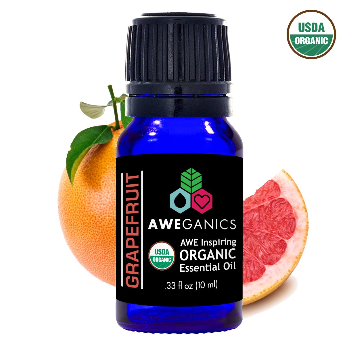 Grapefruit Essential Oil, 10 ml, USDA Organic, 100% Pure&Natural Therapeutic Grade - Aweganics (10 ml) - Pop Fashion