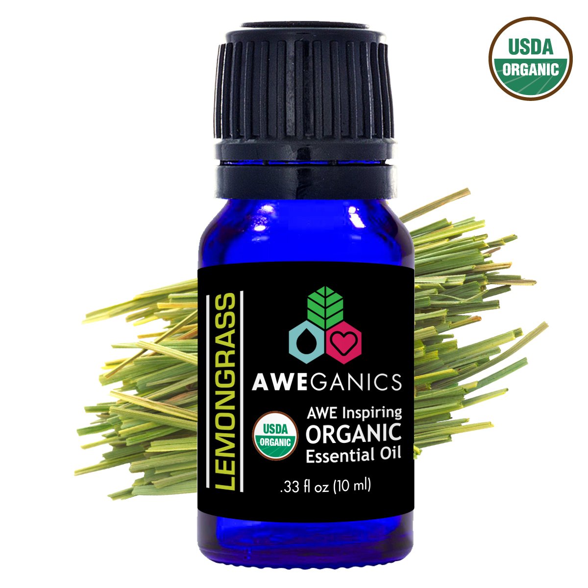 Lemongrass Essential Oil, 10 ml, USDA Organic, 100% Pure&Natural Therapeutic Grade - Aweganics (10 ml) - Pop Fashion