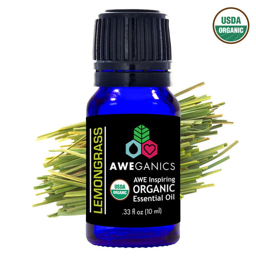 Lemongrass Essential Oil, 10 ml, USDA Organic, 100% Pure&Natural Therapeutic Grade - Aweganics (10 ml)