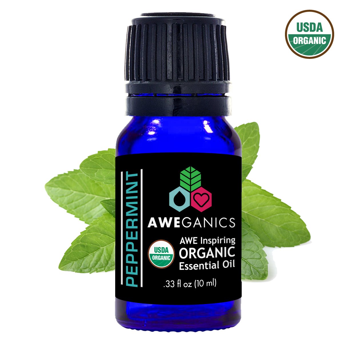 Peppermint Essential Oil, 10 ml, USDA Organic, 100% Pure&Natural Therapeutic Grade - Aweganics (10 ml) - Pop Fashion