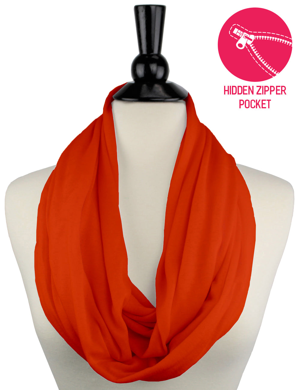 Pop Fashion Solid Color Infinity Scarf for Women with Zipper Pocket - Pop Fashion