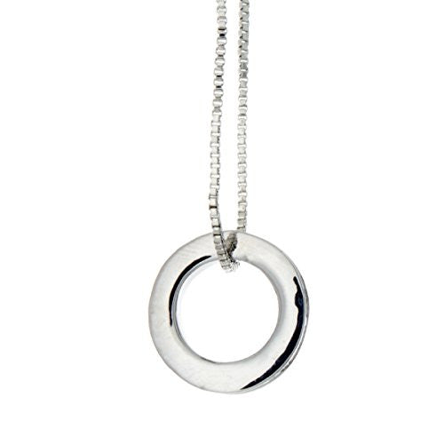 Pop Fashion Silvertone Crystal Studded Ring Pendant Necklace on Silvertone Chain - Pop Fashion
