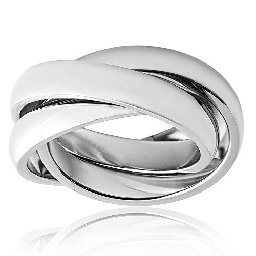 Silvertone Triple Interlocking Ring - Designer Inspired Fashion Ring - Pop Fashion ? - Pop Fashion