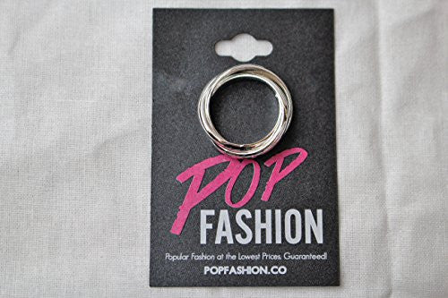 Silvertone Triple Interlocking Ring - Designer Inspired Fashion Ring - Pop Fashion ? - Pop Fashion
