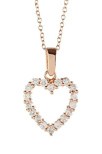 Gold Heart Necklace with Cubic Zirconia Stones - Open Heart Pendant - Pop Fashion