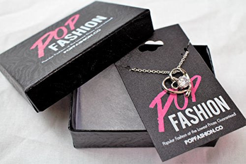Silvertone Pendant Necklaces, CZ Open Heart Necklace - Jewelry for Women, Girlfriend Gifts - Pop Fashion