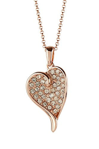 Rose Gold Plated Pendant Necklace with Heart Shaped CZ Studded Pendant - Pop Fashion - Pop Fashion