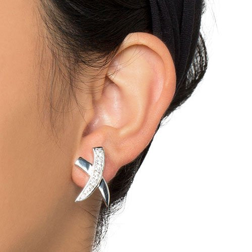 Statement Earrings, Silver Plated Criss Cross X Earrings with Jewelry Fashion Earrings Style - Pop Fashion