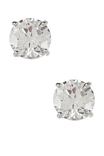 2CT Silvertone Stud Earrings, Silvertone Earrings for Women, Designer Inspired Jewelry CZ Earrings