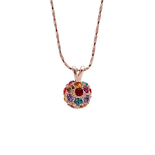 Pop Fashion Rose Gold Plated Crystal Stone Pendant Necklace with Chain