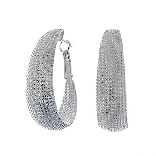 Pop Fashion Large Lightweight Silvertone Hoop Earrings with Butterfly Backing - Amazon Prime - Pop Fashion