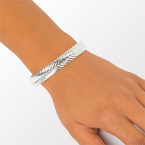 Pop Fashion Nature Leaf Silver Bangle Cuff Bracelet - Pop Fashion