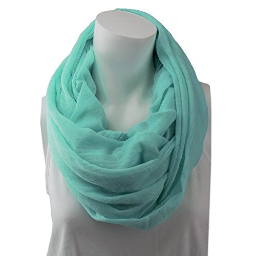 Women's Solid Mint Frayed Luxury Infinity Scarf