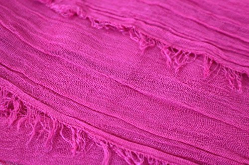 Women's Solid Hot Pink Frayed Luxury Infinity Scarf - Pop Fashion
