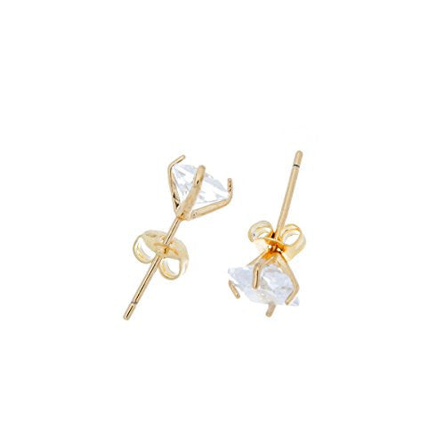 14K Gold Plated Earrings, Square Princess Cut Stud Earring, CZ Earrings with Posts, Women Jewelry - Pop Fashion