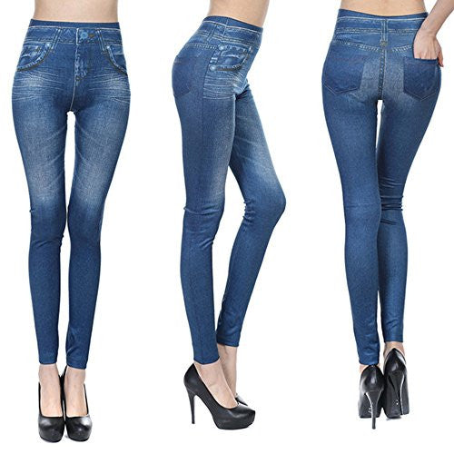 Womens Blue Jeggings Denim Jeans Look Skinny Stretch Sexy Soft Legging  Pants S