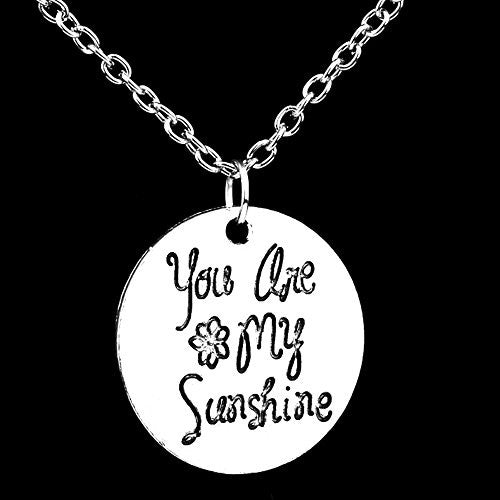 You Are My SunShine - Silvertone Necklace with Engraved Message pendant - Pop Fashion - Pop Fashion