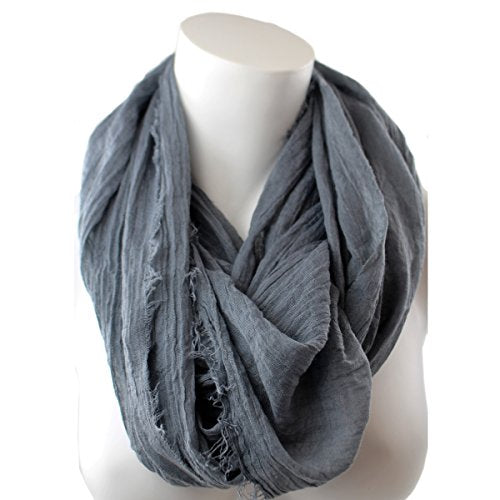 Pop Fashion Womens Infinity Lightweight Scarf Solid Color Scarf with Frayed Edges - Pop Fashion