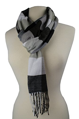 Plaid Pattern Scarf with Ultra Soft Feel for Men and Women (Navy/Gray/White/Tan)