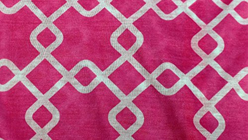 Womens Interlocking Chain Square Pattern Scarf w/ Zipper Pocket - Pop Fashion (Pink) - Pop Fashion