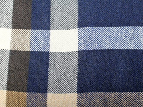 Mens Plaid Woven Scarves with Soft Cashmere Like Feel (Navy/Tan/Blue) - Pop Fashion
