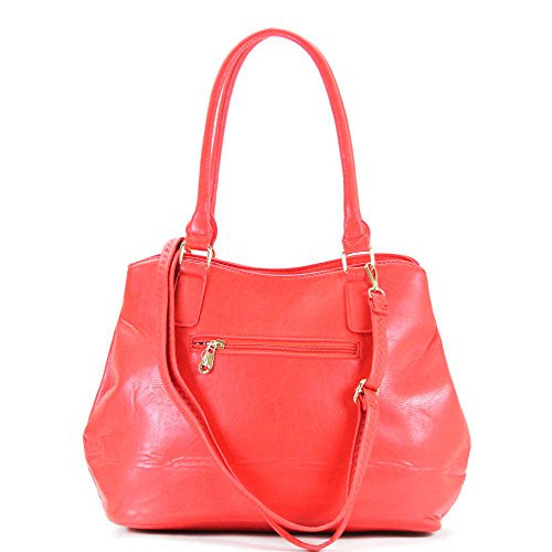 Pop Fashion Womens Casual Trendy Double Buckle Purse Handbag Tote Bag (Strawberry) - Pop Fashion
