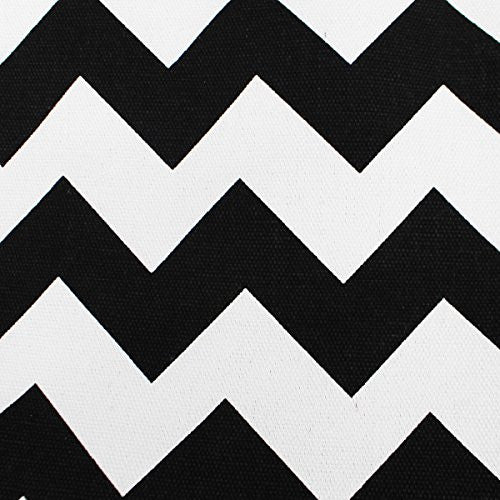 Pop Fashion Women's Top Handle Canvas Tote Bag with Chevron Print and Double Rope Handles (Black) - Pop Fashion