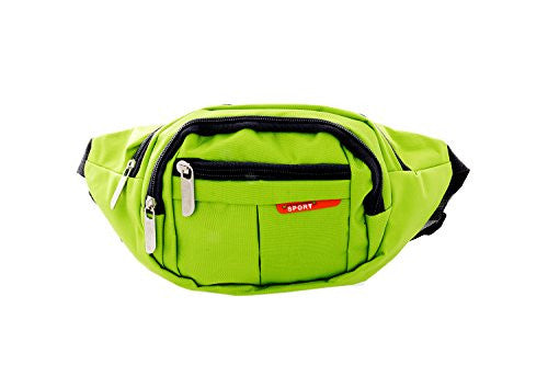 Pop Fashion Nylon Sport Fannie Pack with 4 Zipper Pockets (Green)