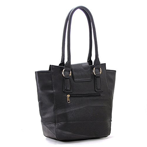 Pop Fashion Womens Classic Universal studded Purse Handbag Tote Bag (Black) - Pop Fashion