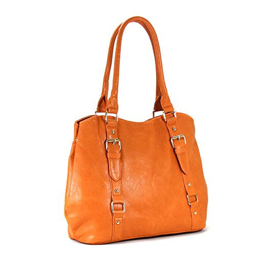 Pop Fashion Womens Casual Trendy Double Buckle Purse Handbag Tote Bag (Sunrise Saddle) - Pop Fashion