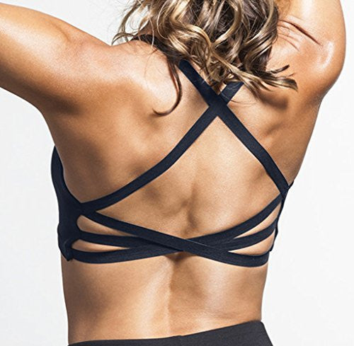 Women's Sports Bra with Criss Cross Straps and removable padding - Pop Fashion