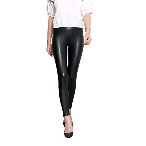 Womens Faux Leather Leggings Sexy Tight Fit High Waisted Pants - Pop Fashion - Pop Fashion