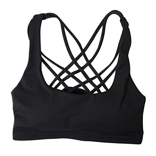 Women's Sports Bra with four criss cross straps and removable padding - Pop Fashion