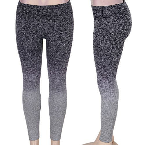 Womens Leggings Pants for Yoga, Workout, Running, Crossfit - Grey Gradient - Pop Fashion