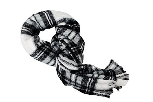 Pop Fashion Women's Oversized Blanket Scarf with Ultra Soft Feel and Plaid Printed Design (Black and White) - Pop Fashion
