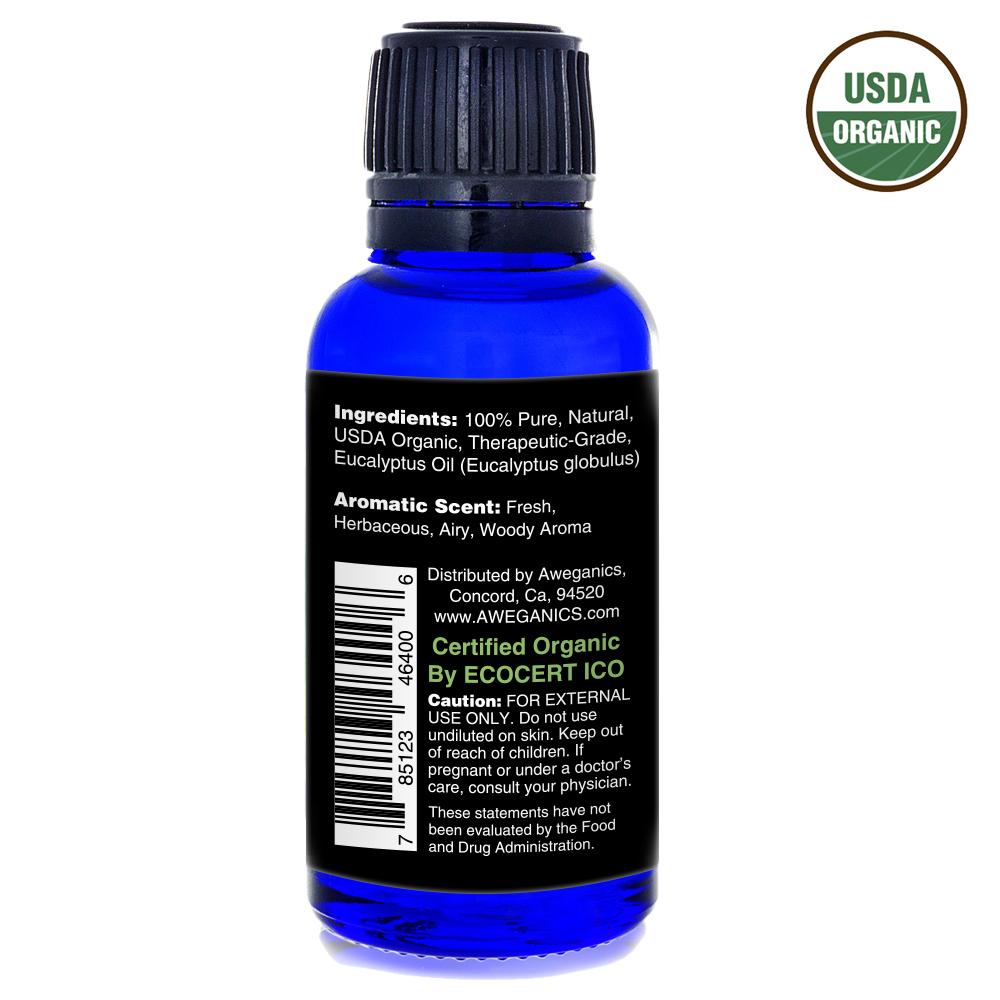 Eucalyptus Essential Oil, 1 Oz, USDA Organic, 100% Pure & Natural Therapeutic Grade - Aweganics - Pop Fashion