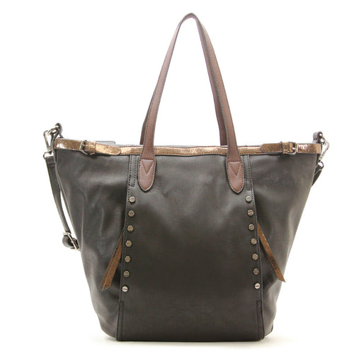 Studded Evening Tote with Adjustable Strap - Black