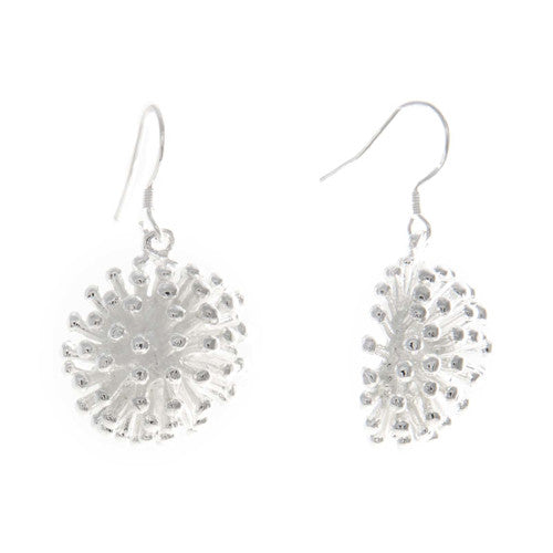 Silver pom pom earrings
