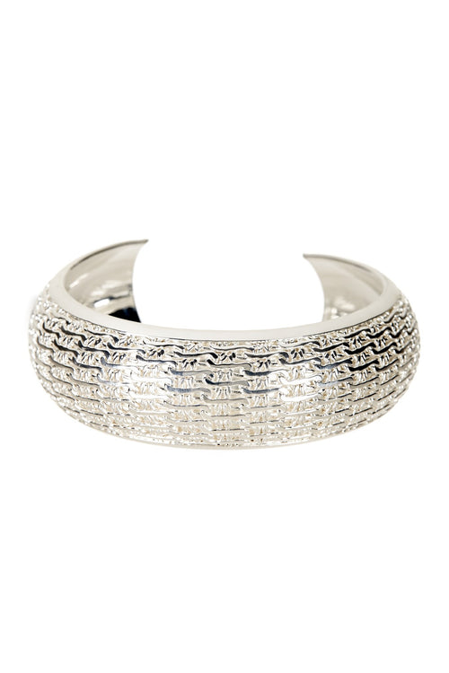 Round Silver Patterned Bangle