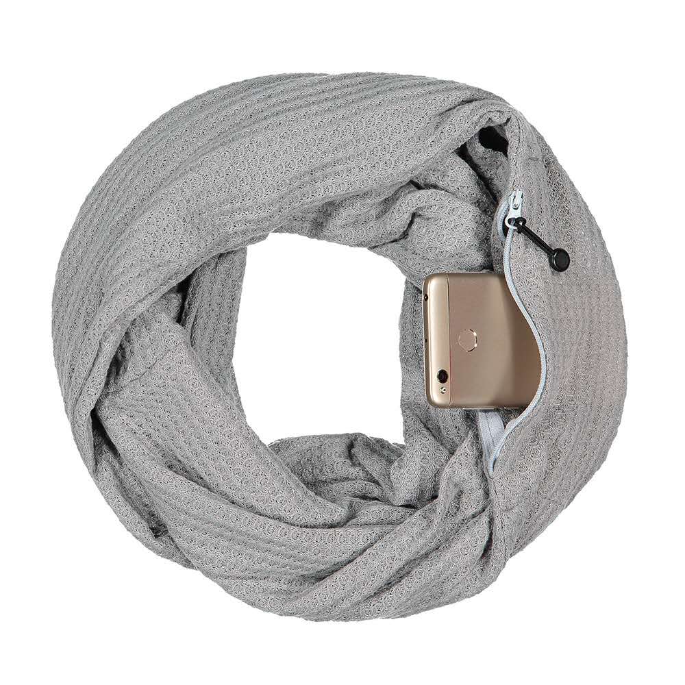 Pop Fashion Warmin-Up Hidden Pocket Scarf - Lightweight Infinity Scarves with Zipper Pockets - Pop Fashion
