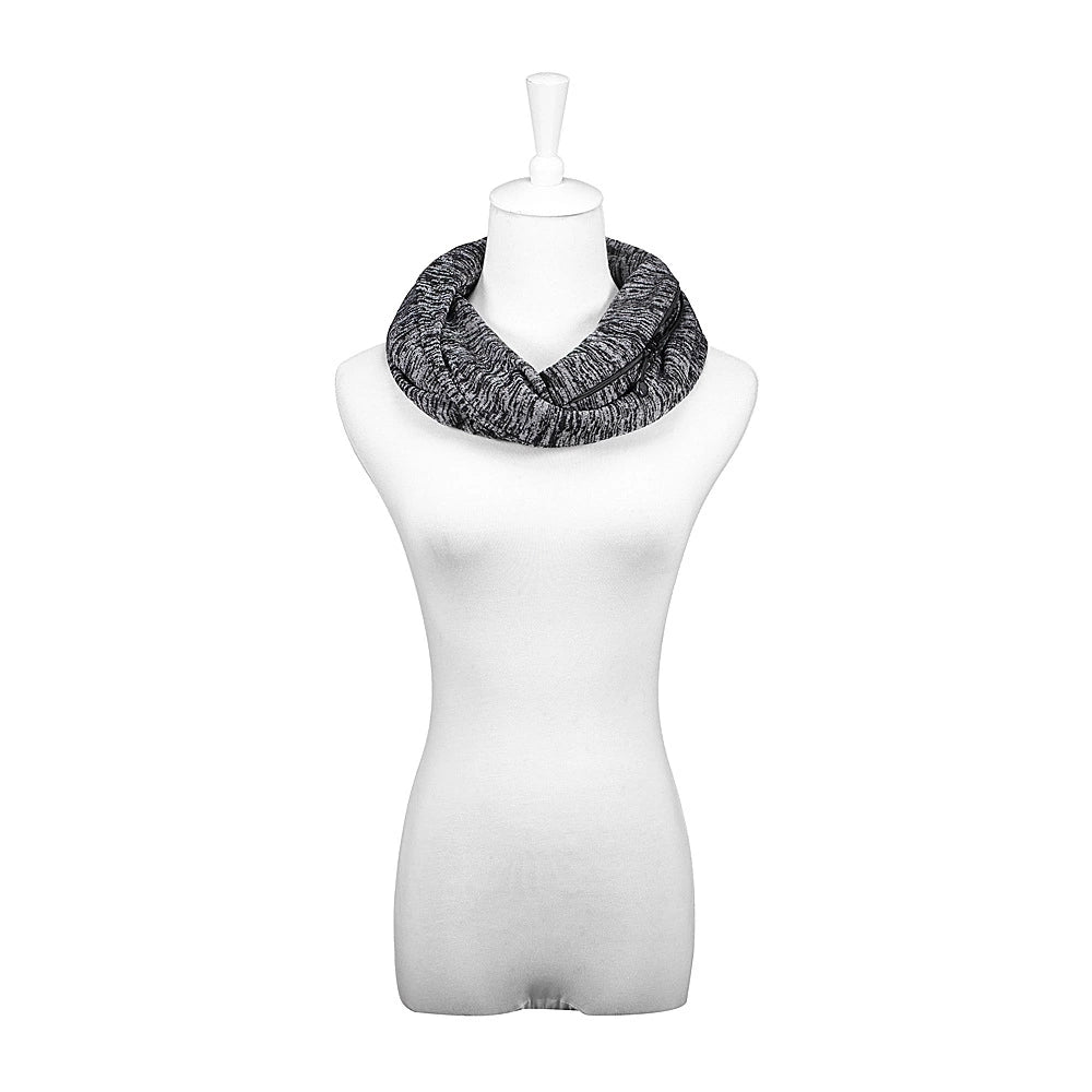 Pop Fashion Travel-in-Style Hidden Pocket Scarf - Lightweight Heathered Infinity Scarves with Zipper Pockets - Pop Fashion